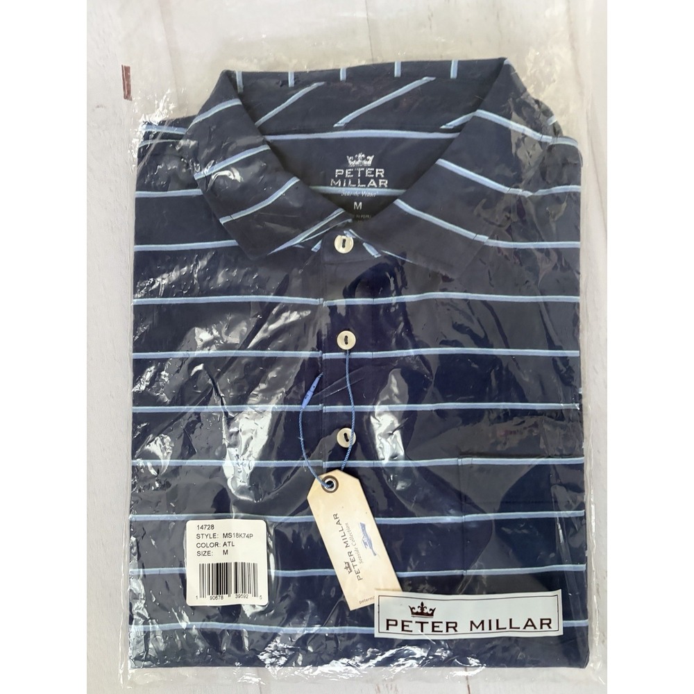 NWT Peter Millar Crown Sport Summer Comfort Striped Polo Medium